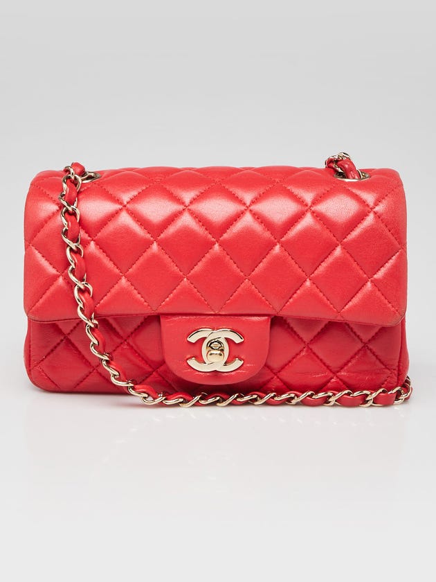 Chanel Red Lambskin Leather Classic Rectangular Mini Flap Bag