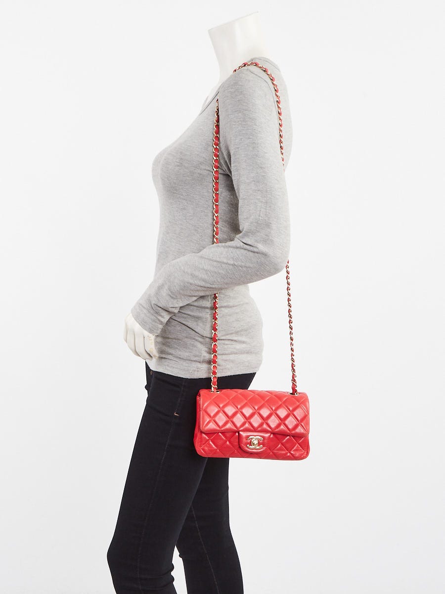 Chanel Red Lambskin Leather Classic Rectangular Mini Flap Bag