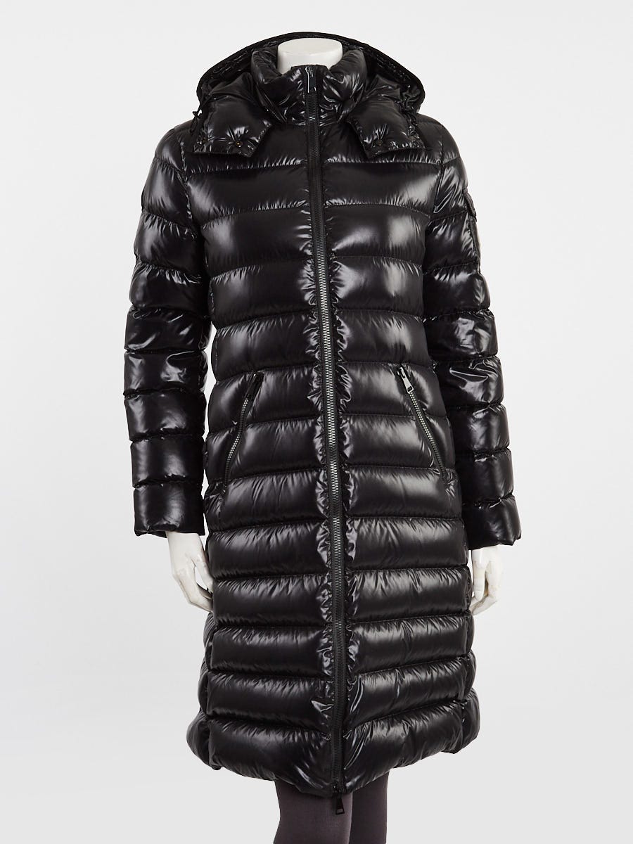 Moncler Black Quilted Nylon and Down Mid Length Moka Puffer
