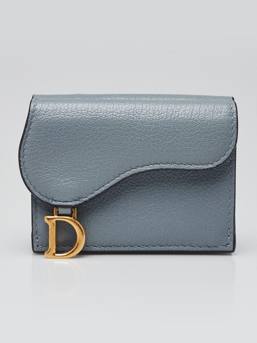 小物 Christian Dior Saddle Medium Wallet Christian Dior Cloud Blue Grained Leather Saddle Medium Wallet