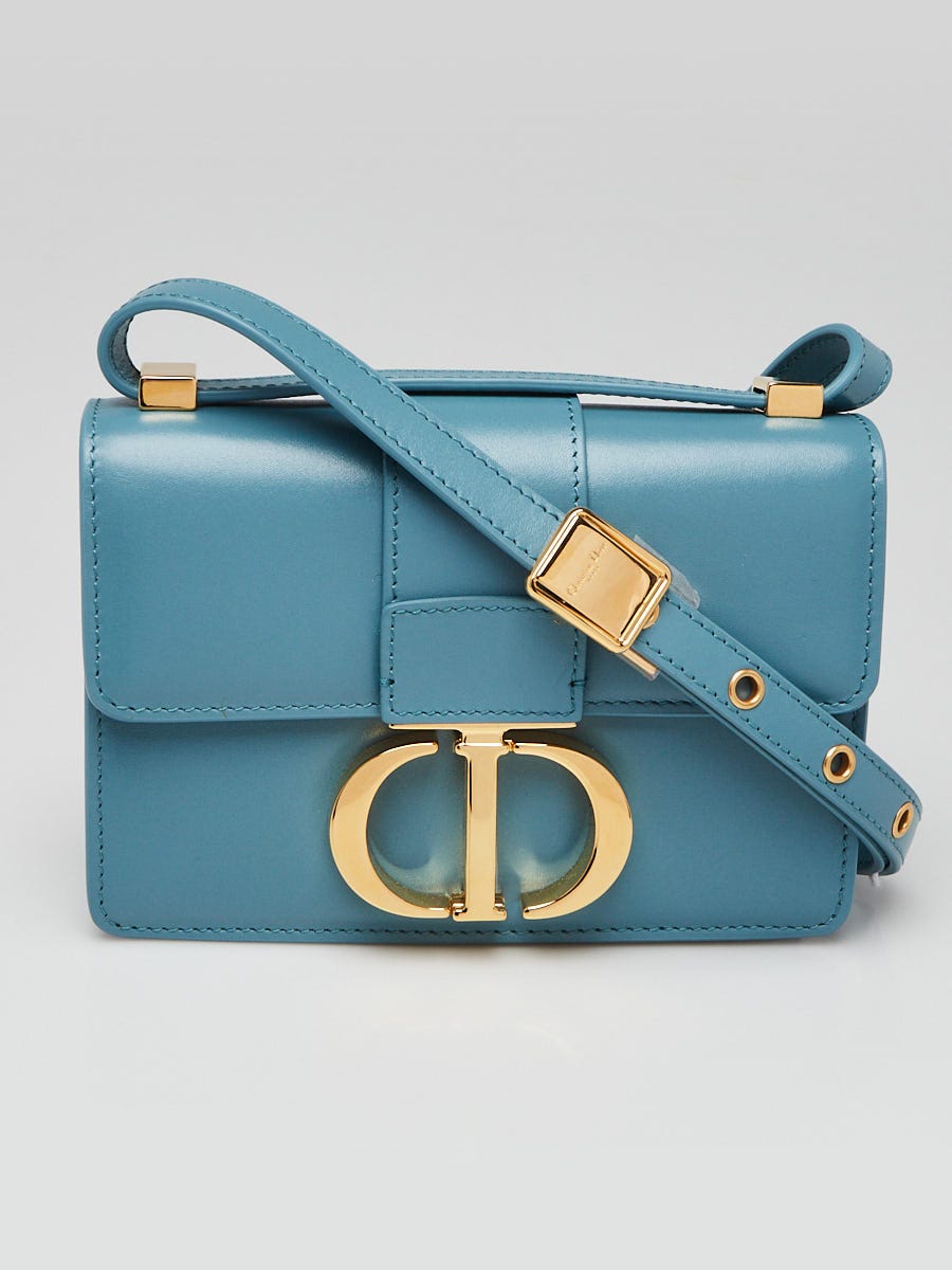 【ヴィンテージ】Rank:A☆Dior BLUE MONTAIGNE MICRO バッグ Christian Dior Blue Calfskin Leather 30 Montaigne Micro Bag