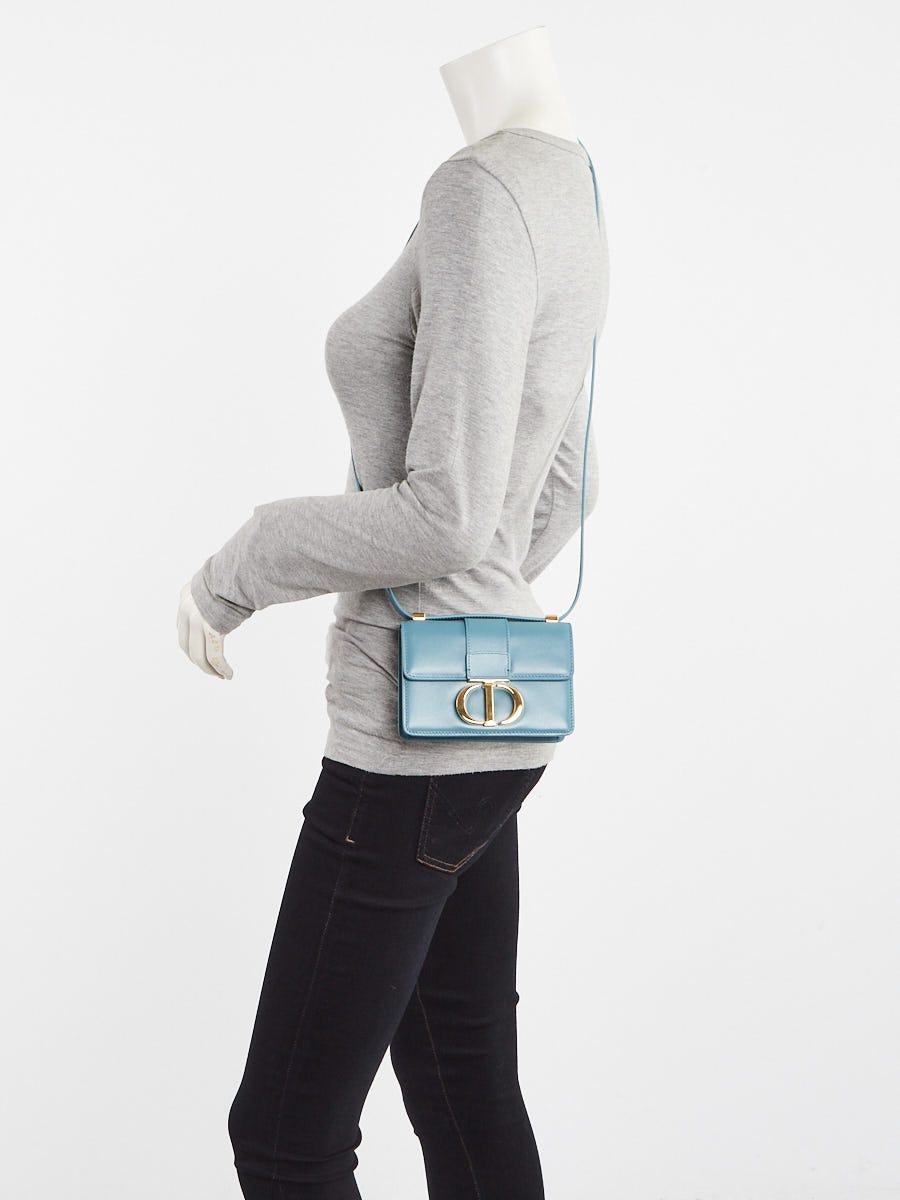 Christian Dior Blue  Calfskin Leather 30 Montaigne Micro Bag