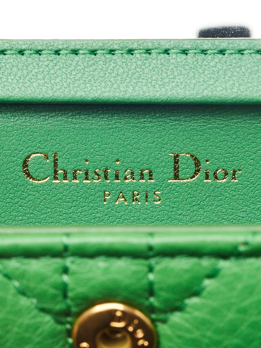 Christian Dior Green Cannage Quilted Calfskin Leather Caro