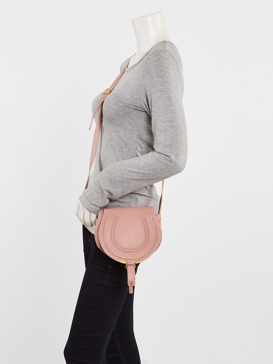 Chloe Pink Pebbled Leather Marcie Mini Crossbody Bag