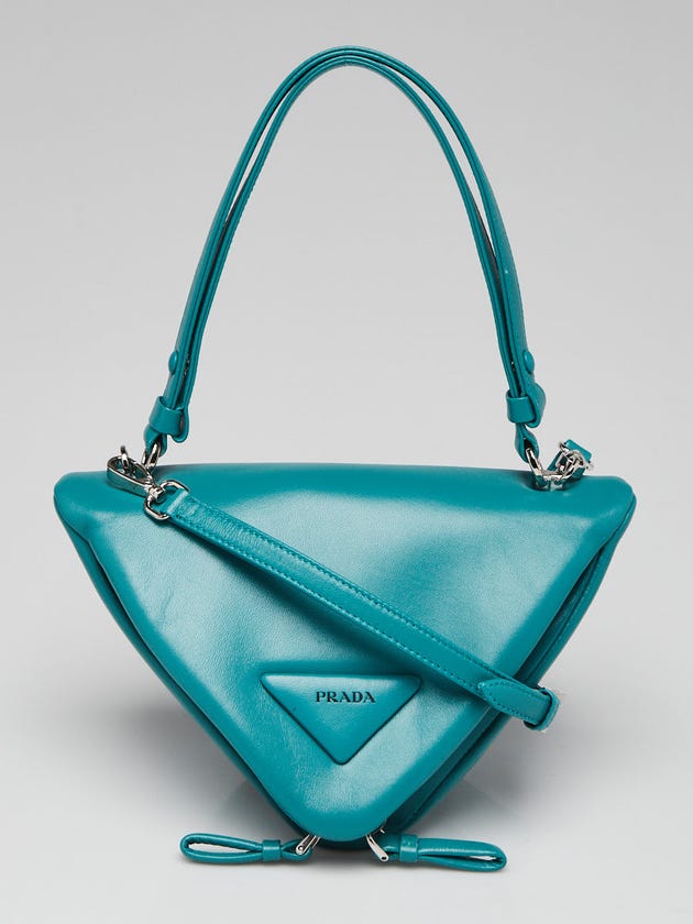 Prada Pavone Green Nappa Leather Triangle Crossbody Bag 1BA315