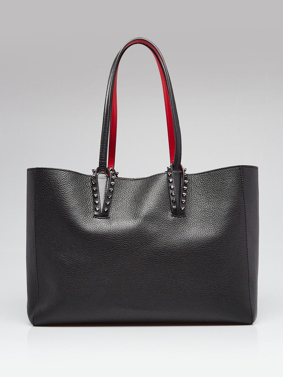 Christian Louboutin Black Pebbled Leather Small Cabata Spiked Tote
