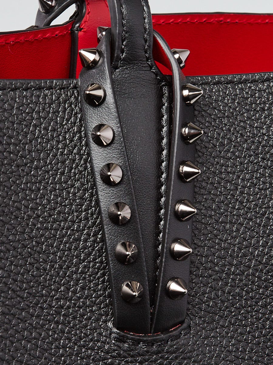 Christian Louboutin Black Pebbled Leather Small Cabata Spiked Tote
