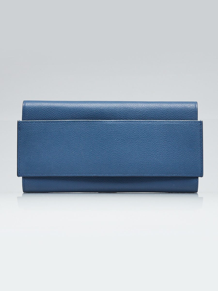 Hermes Bleu Brighton Evercolor Leather Passant Longue Wallet