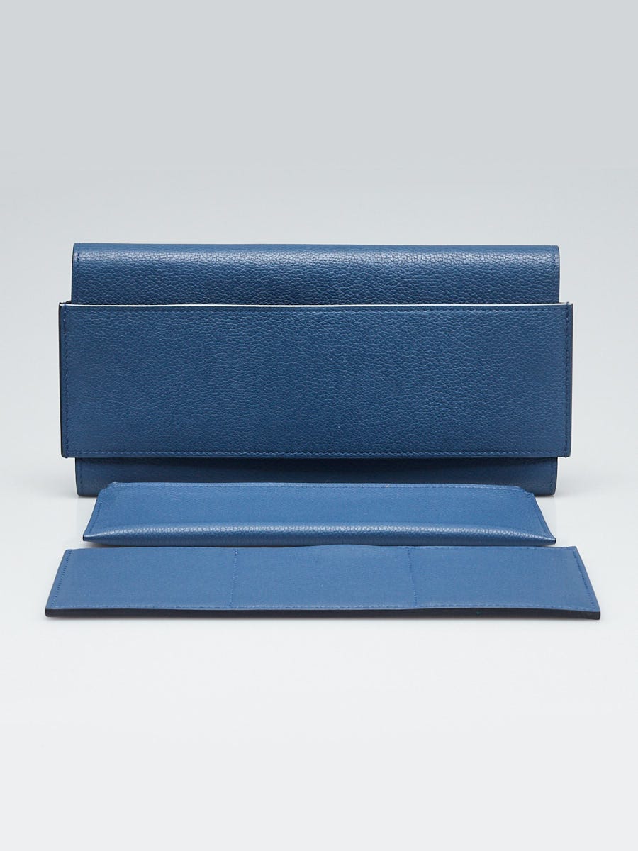 Hermes Bleu Brighton Evercolor Leather Passant Longue Wallet