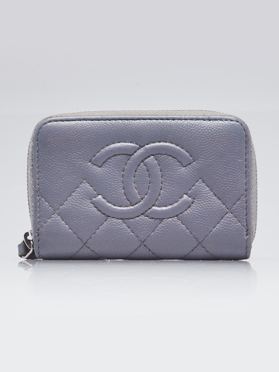 Chanel Purple Quilted Lambskin Leather Zip Coin Purse