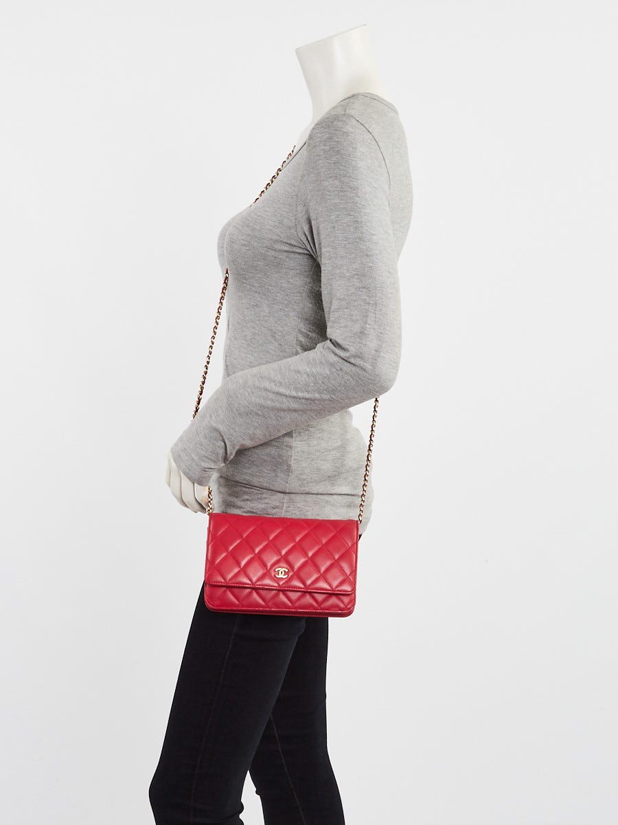 Chanel Dark Pink Quilted Lambskin Leather Classic WOC Clutch Bag