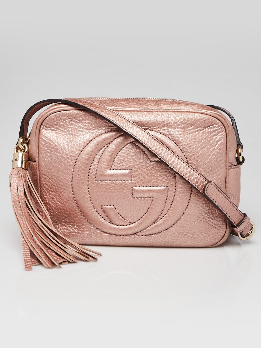 Gucci Pink Metallic Pebbled Leather Soho Disco Small Shoulder Bag