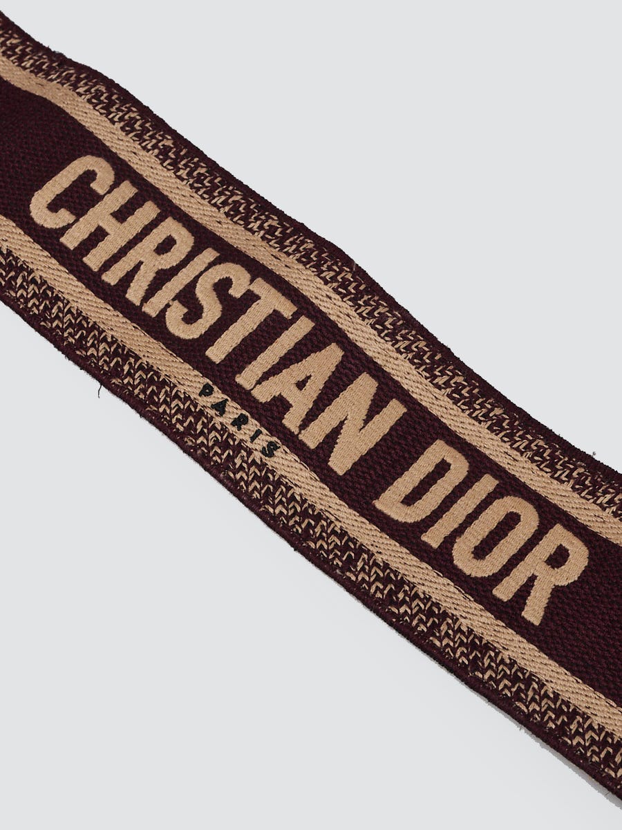 Christian Dior Red Dior Embroidered Canvas Logo Strap