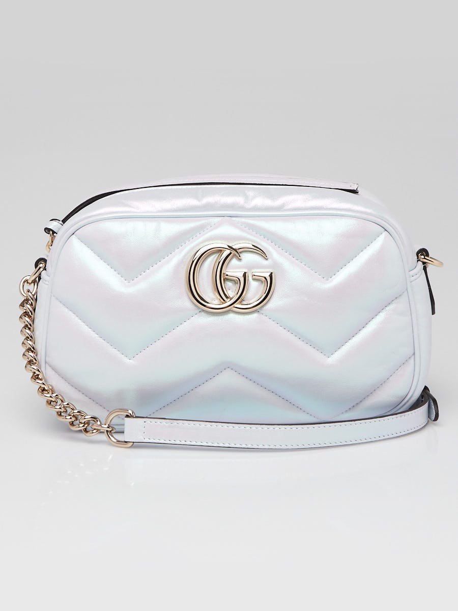 Gucci Purple Iridescent Quilted Padded Leather GG Marmont Small