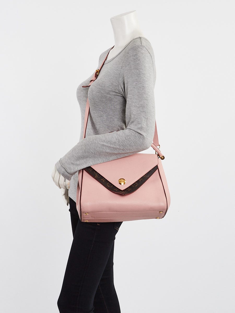 Louis Vuitton Rose Ballerine Leather and Monogram Coated Canvas Double V Bag