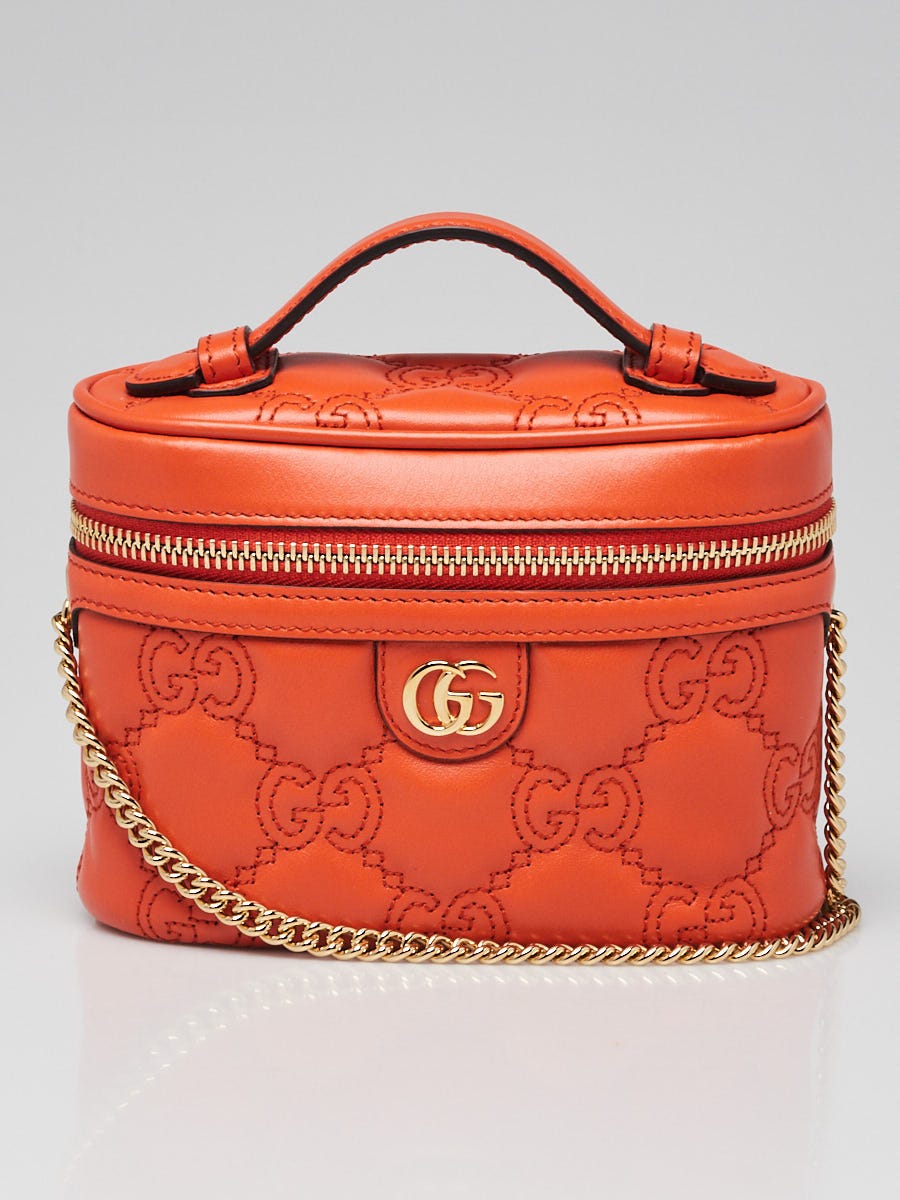 【GUCCI】GG Matelasse Top Handle Mini Bag Orange GG Matelassé top handle mini bag in orange leather | GUCCI® SG