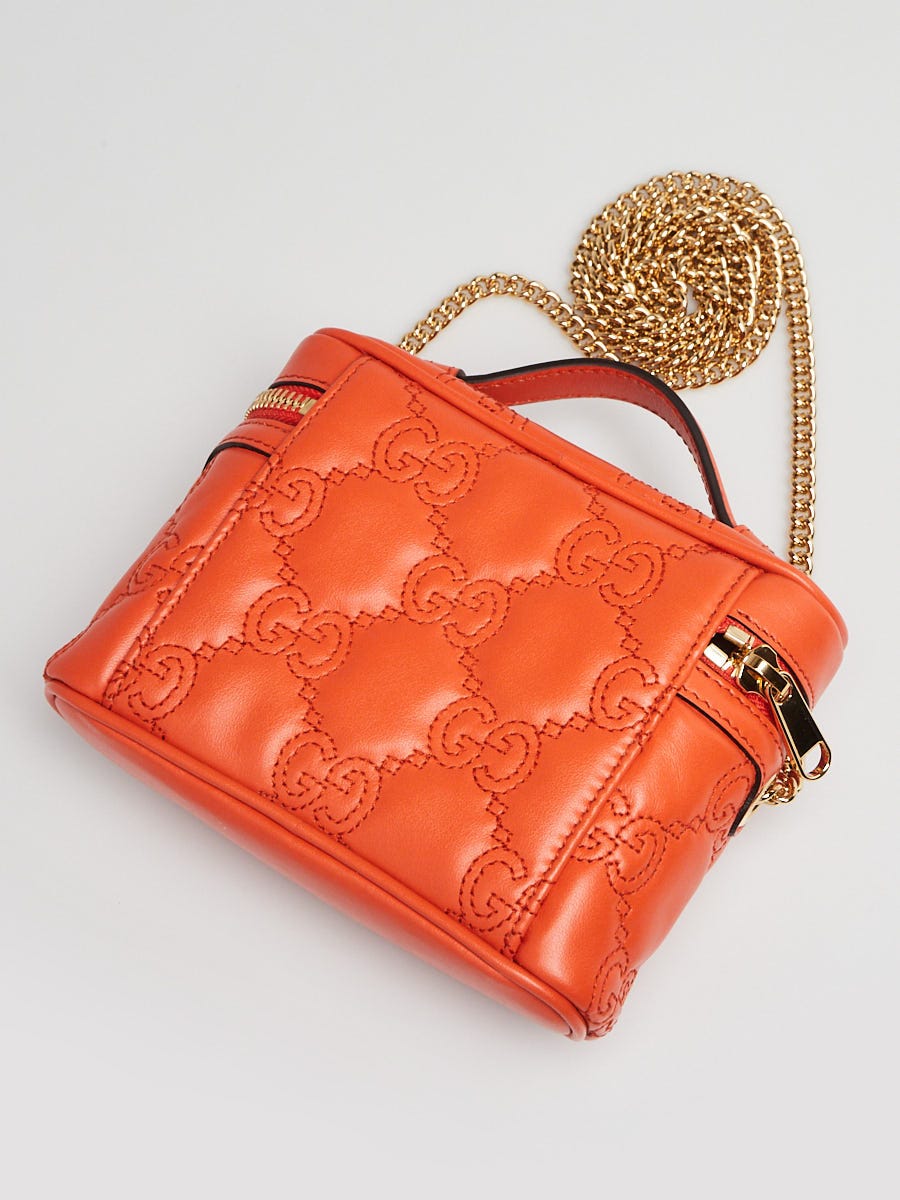【GUCCI】GG Matelasse Top Handle Mini Bag Orange GG Matelassé top handle mini bag in orange leather | GUCCI® SG