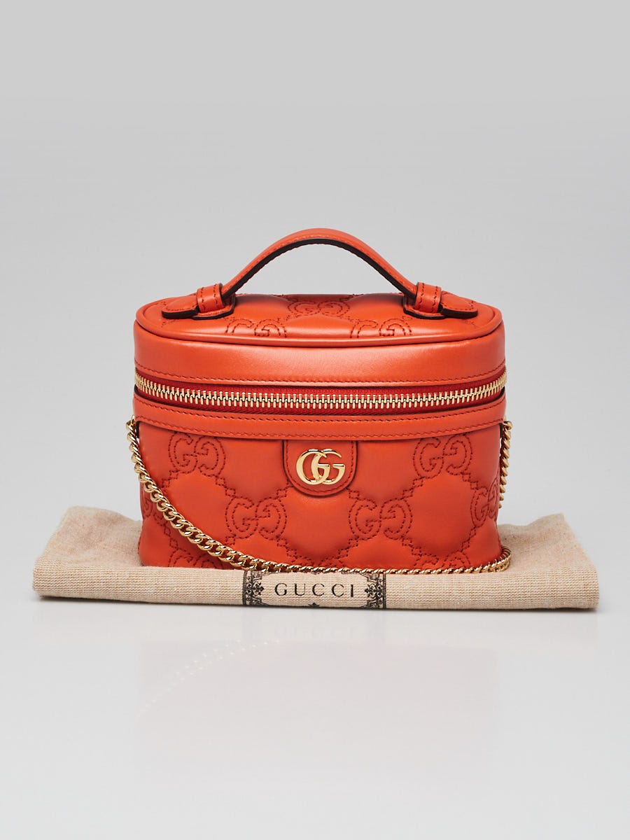 Gucci Orange GG Quilted Leather Matelassè Mini Top Handle
