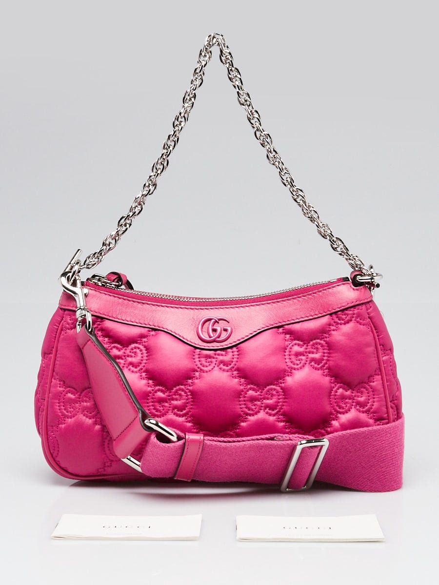 Gucci Pink GG Quilted Nylon/Leather Metalasse Crossbody Bag