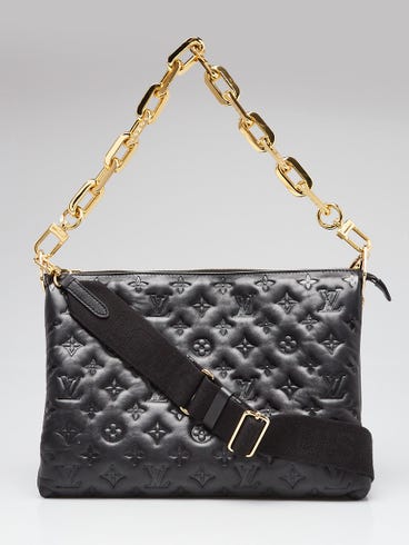 Louis Vuitton Black Monogram Embossed Leather Coussin MM Bag