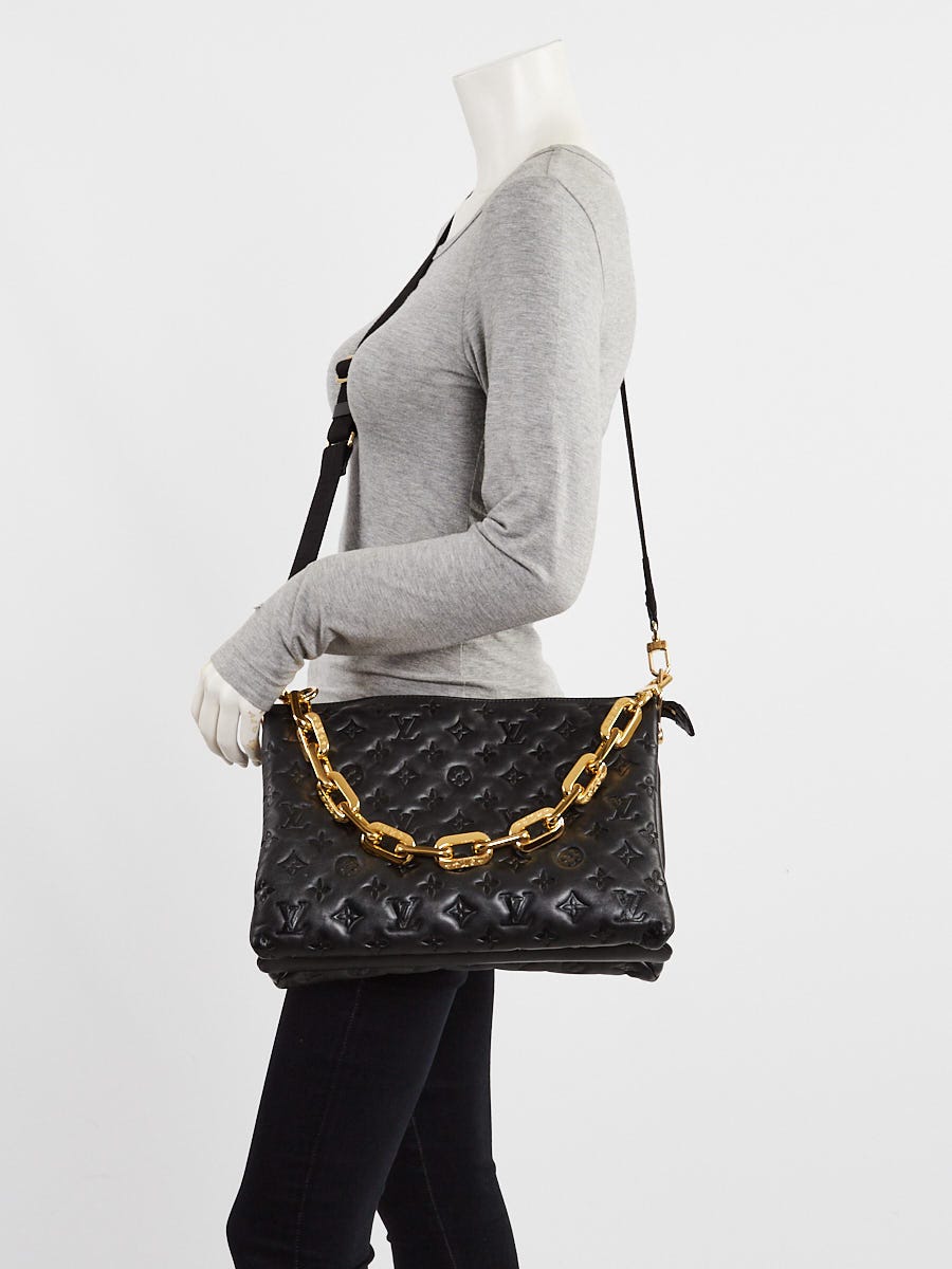 Louis Vuitton Black Monogram Embossed Leather Coussin MM Bag