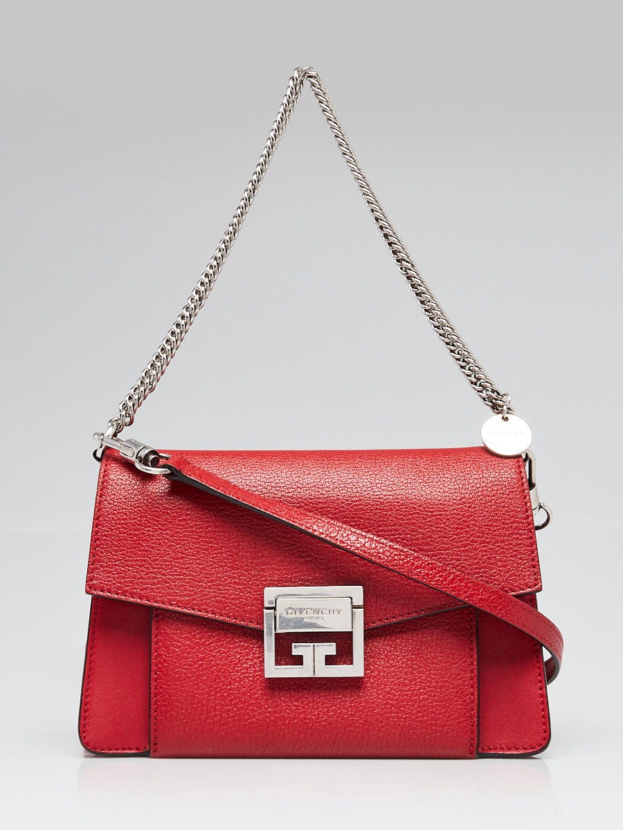 Givenchy Red Leather GV3 Small Crossbody Bag | Yoogi's Closet