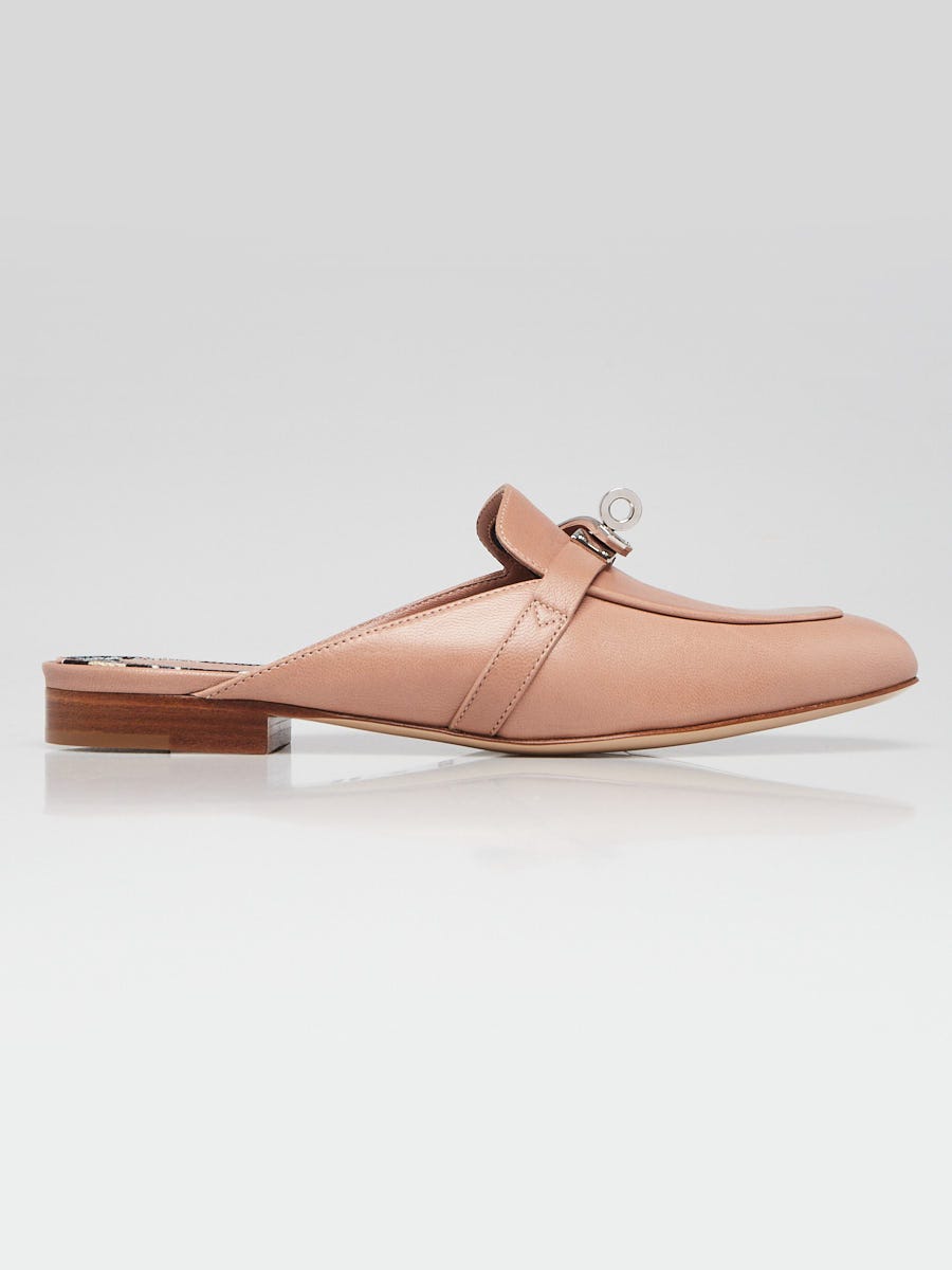 Hermes Bois de Santal Chevre Leather Oz Mules Size 5.5/36