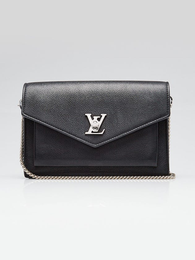 Louis Vuitton Black Leather MyLockMe Chain Pochette Bag