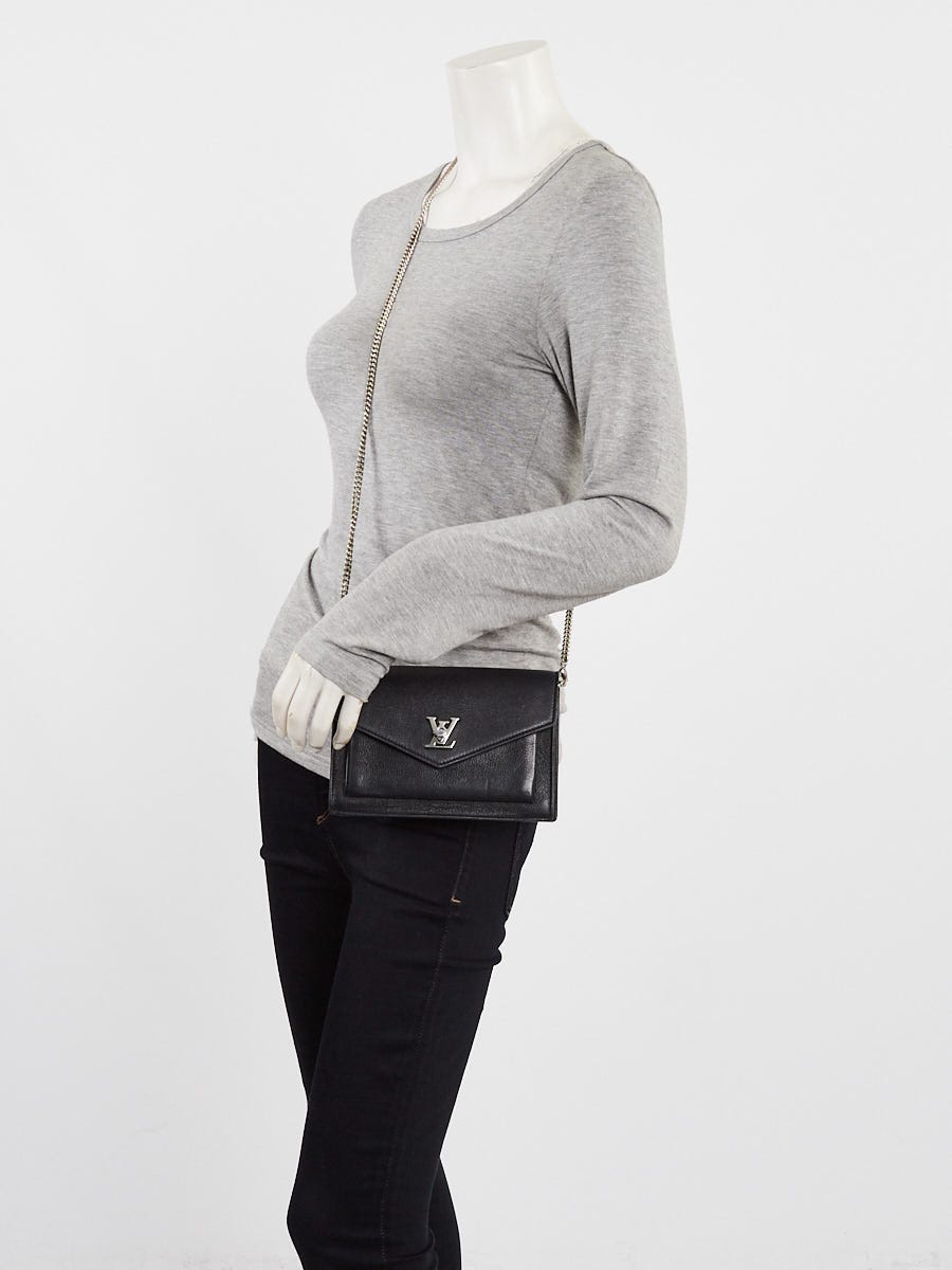 Louis Vuitton Black Leather MyLockMe Chain Pochette Bag
