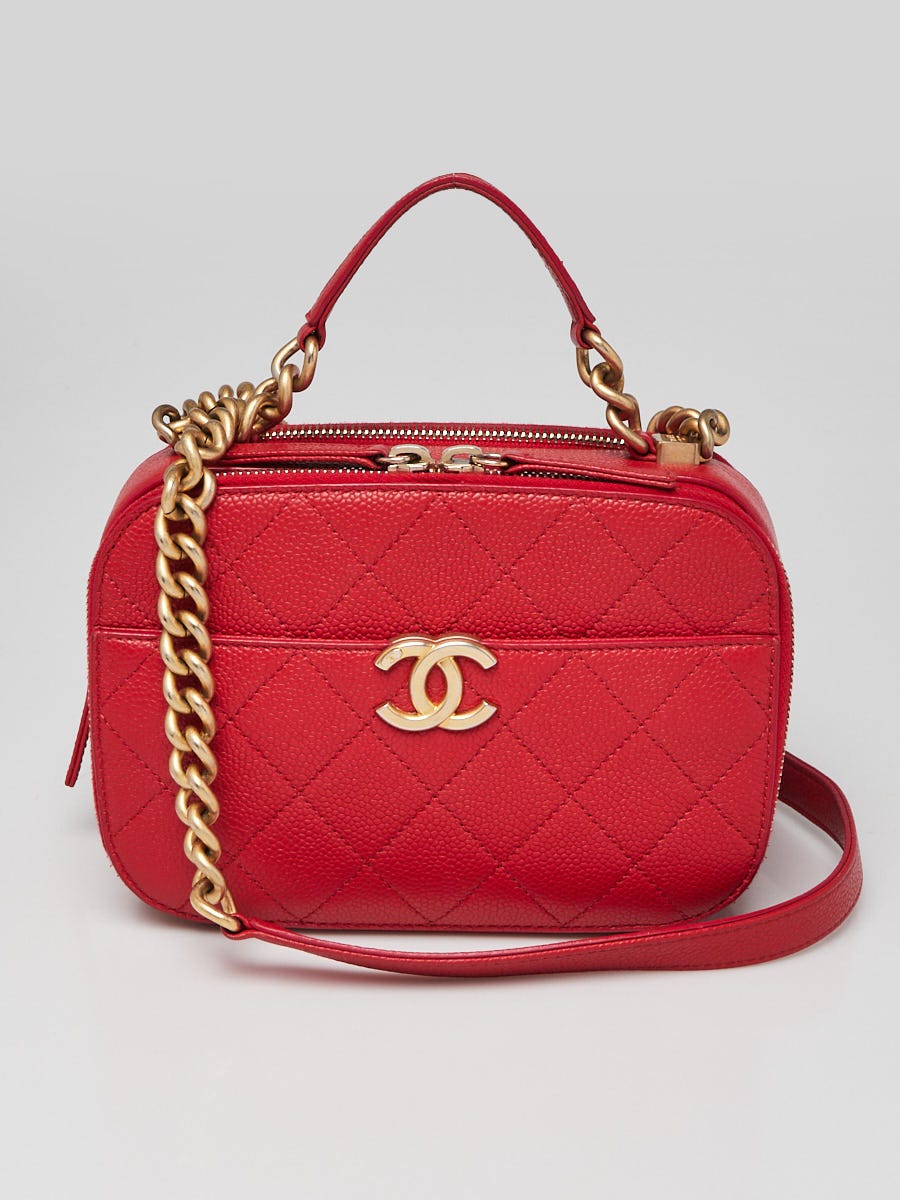 Chanel Red Quilted Caviar Leather Chic Affinity Camera Case Bag