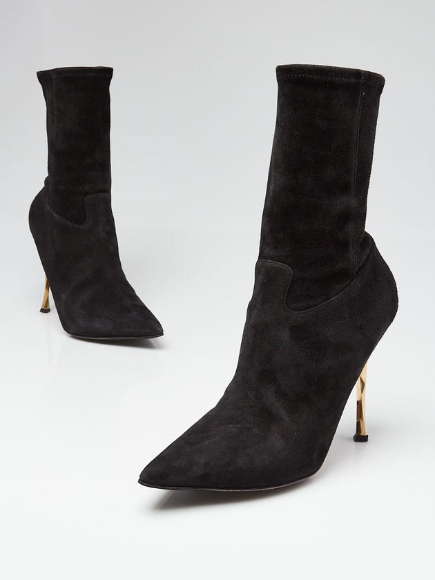 Valentino Black Suede Pointed Toe Ankle Bootie Size 9/39.5