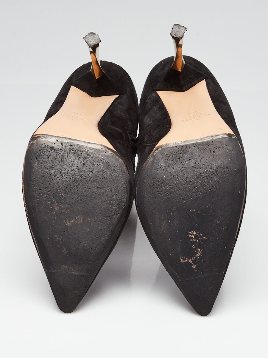 Valentino Black Suede Pointed Toe Ankle Bootie Size 9/39.5