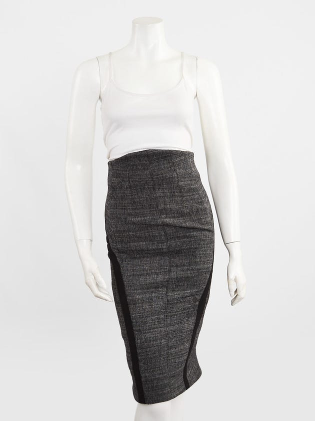 Louis Vuitton Grey Wool Blend High Waisted Pencil Skirt Size 2/34