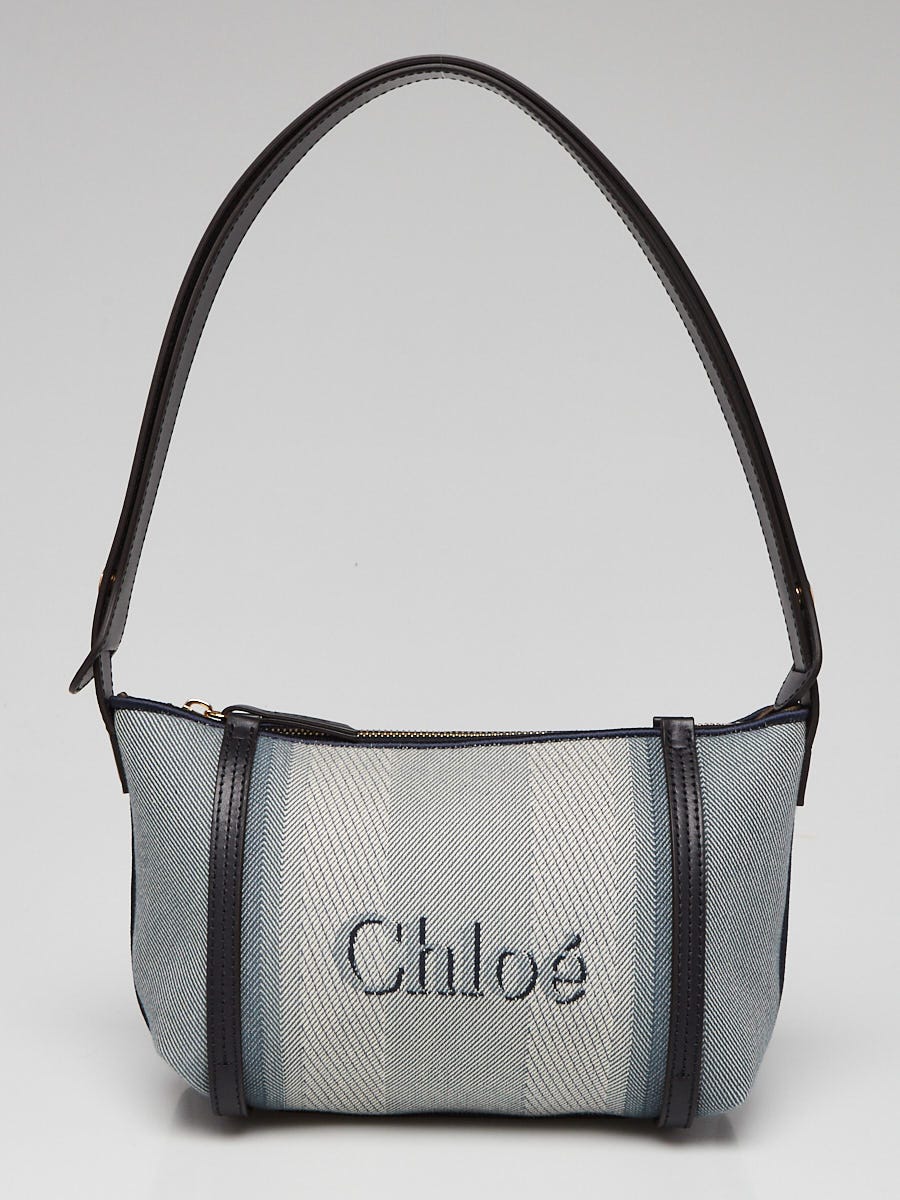 Chloe Blue Canvas/Leather Carry Shoulder Bag