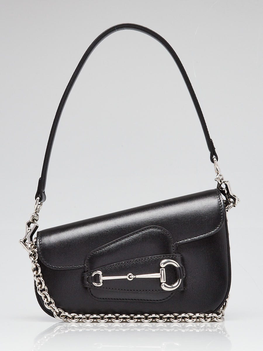 Gucci Black Leather Horsebit 1955 Mini Asymmetric Shoulder Bag