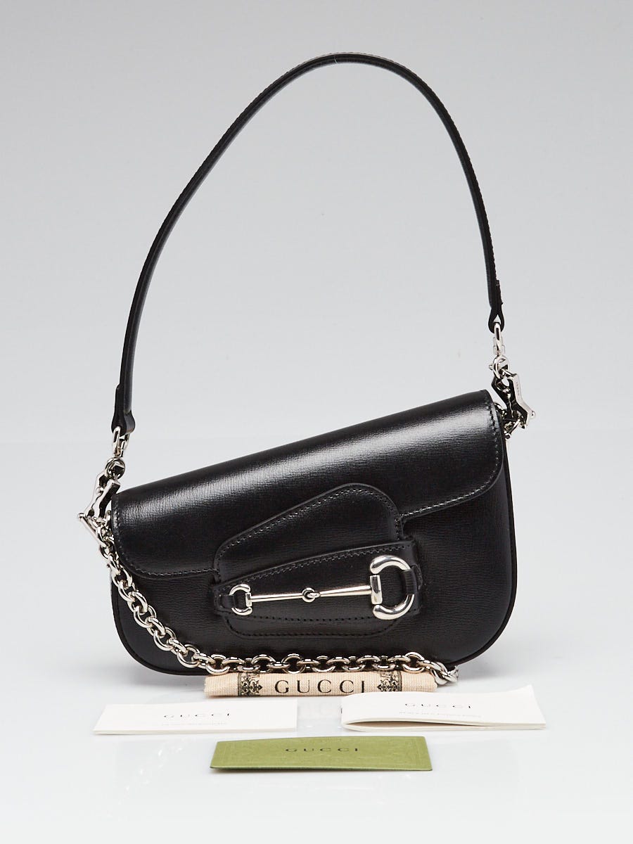 Gucci Black Leather Horsebit 1955 Mini Asymmetric Shoulder Bag
