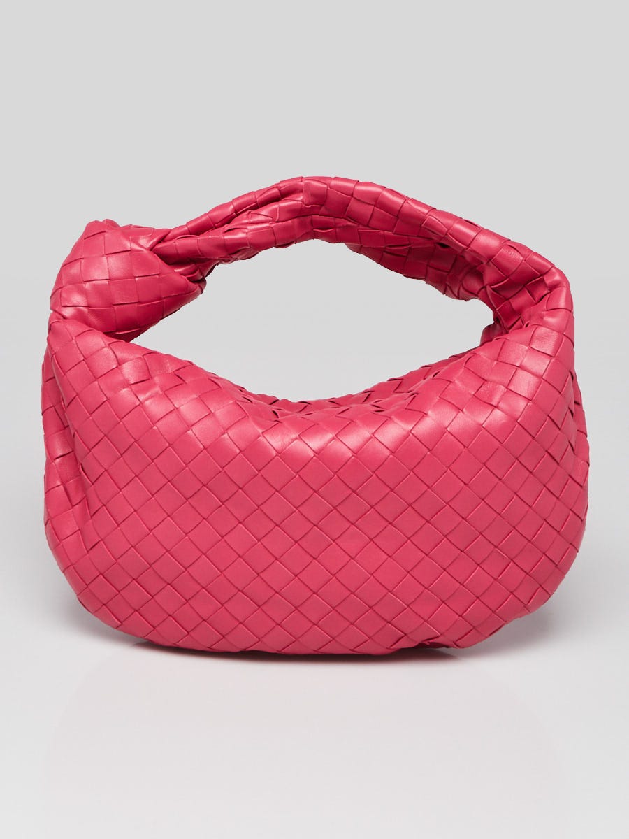 Bottega Veneta Cranberry Intrecciato Woven Nappa Leather Teen