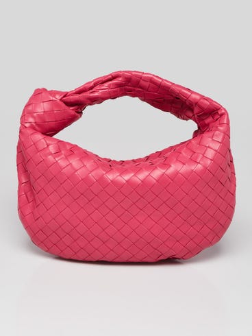 Bottega Veneta Cranberry Intrecciato Woven Nappa Leather Teen Jodie Bag
