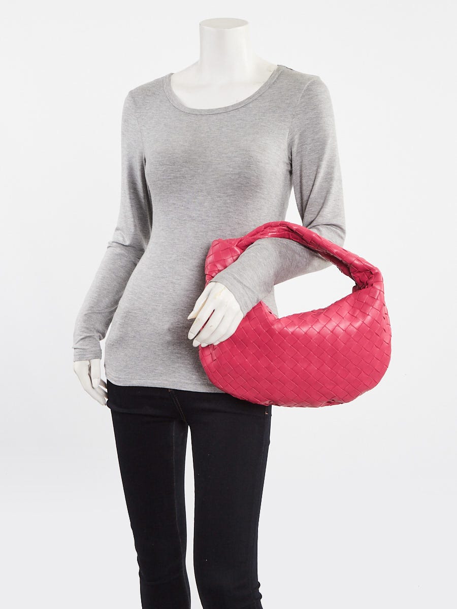 Bottega Veneta Cranberry Intrecciato Woven Nappa Leather Teen Jodie Bag