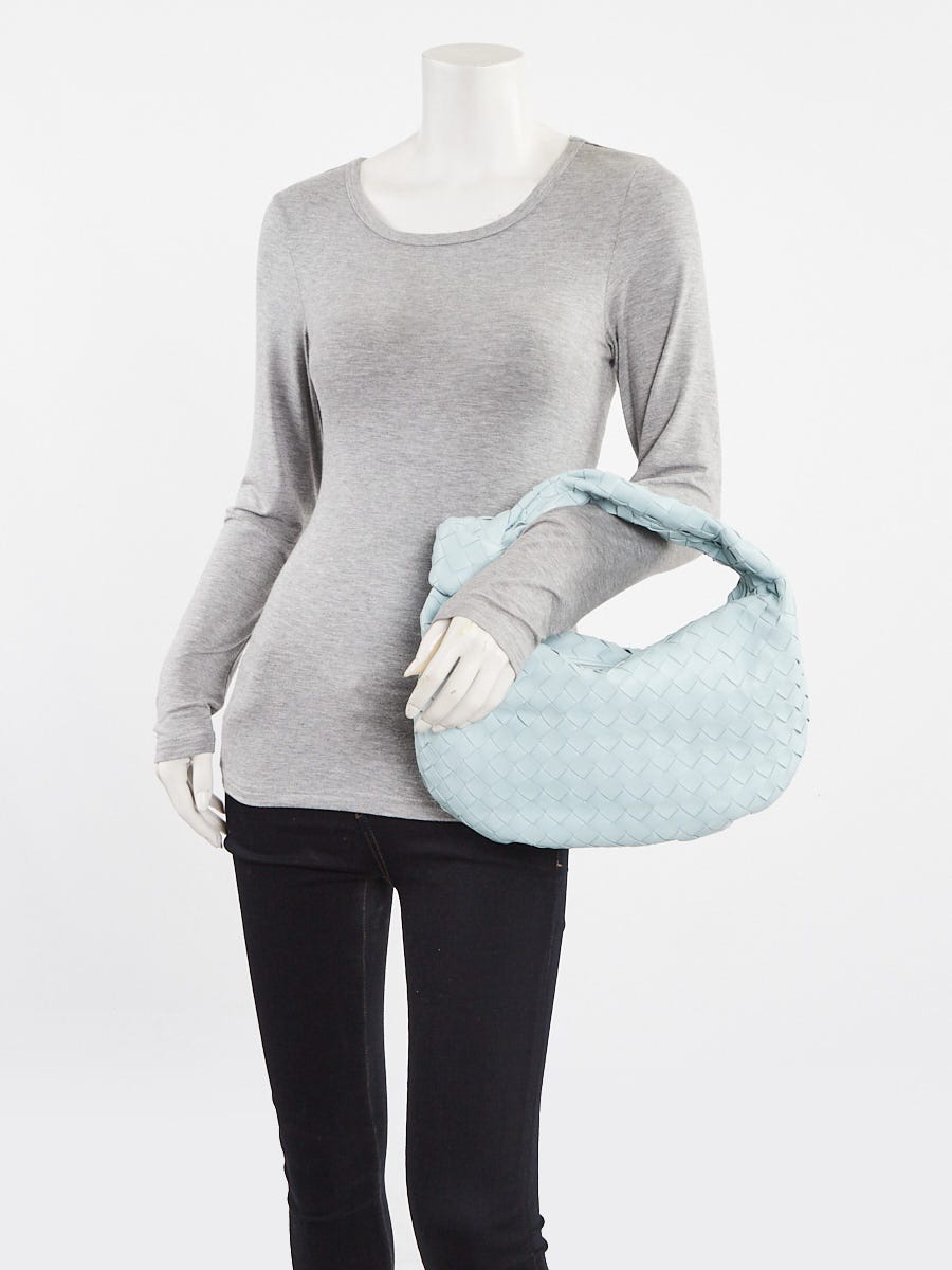 Bottega Veneta Light Blue Intrecciato Woven Nappa Leather Teen Jodie Bag