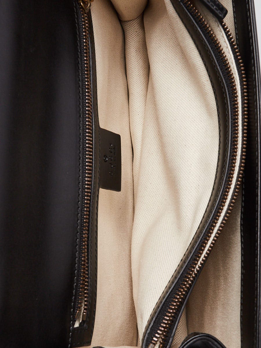 Gucci Black Smooth Leather GG Marmont Heart Shoulder Bag | Yoogi's