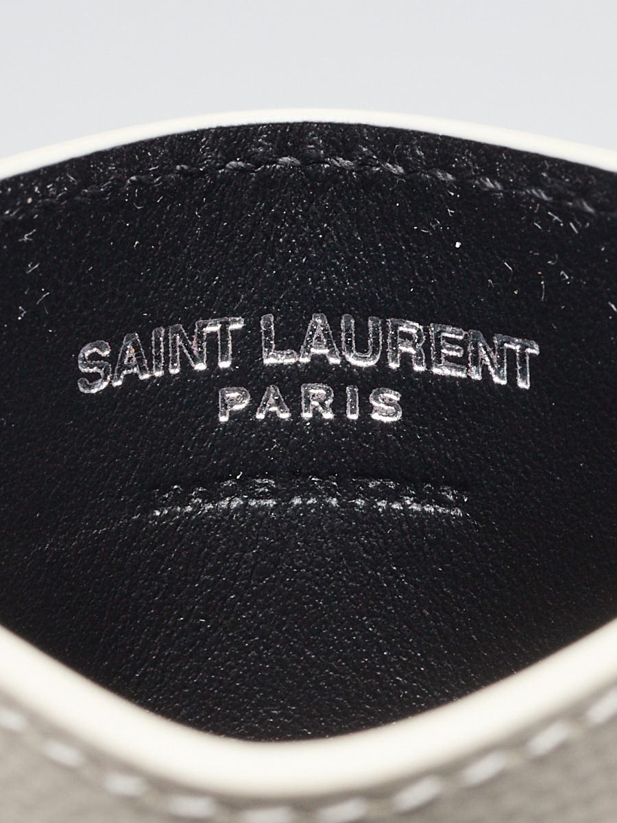 Yves Saint Laurent White Pebbled Leather Card Holder | Yoogi's Closet