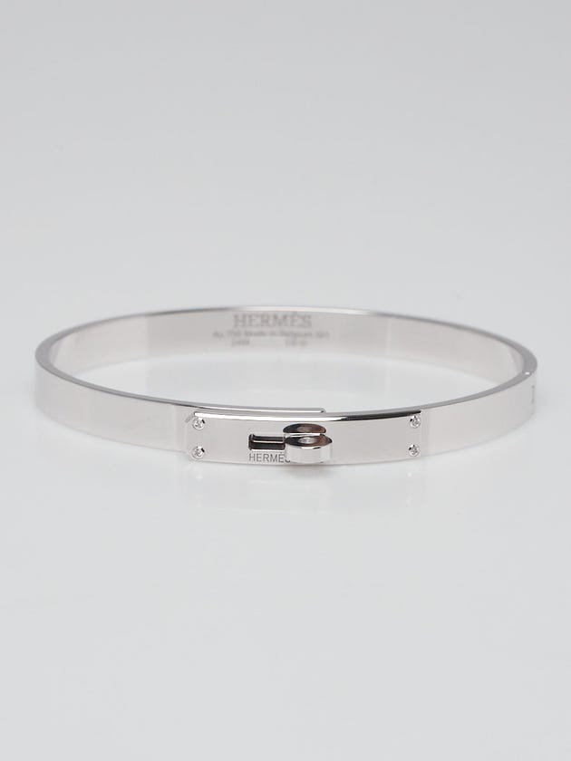 Hermes 18k White Gold and Diamond Small Model Kelly Bracelet Size SH