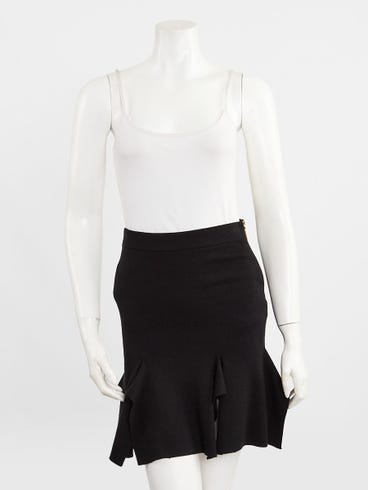 Louis Vuitton Black Cashmere/Wool Blend Flounce Hem Skirt Size XS