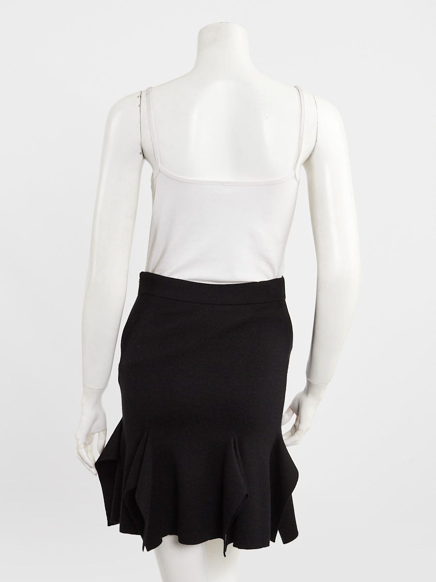 Louis Vuitton Black Cashmere/Wool Blend Flounce Hem Skirt Size XS