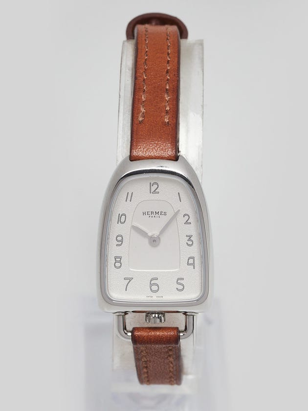 Hermes 20mm Fauve Barenia Leather Stainless Steel Galop d'Hermes Quartz Watch
