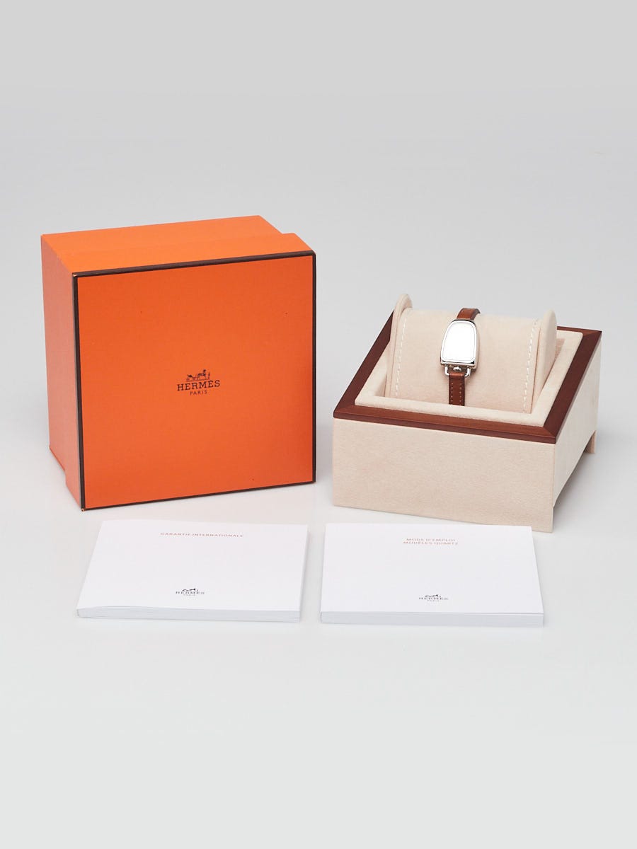 Hermes 20mm Fauve Barenia Leather Stainless Steel Galop d'Hermes Quartz Watch