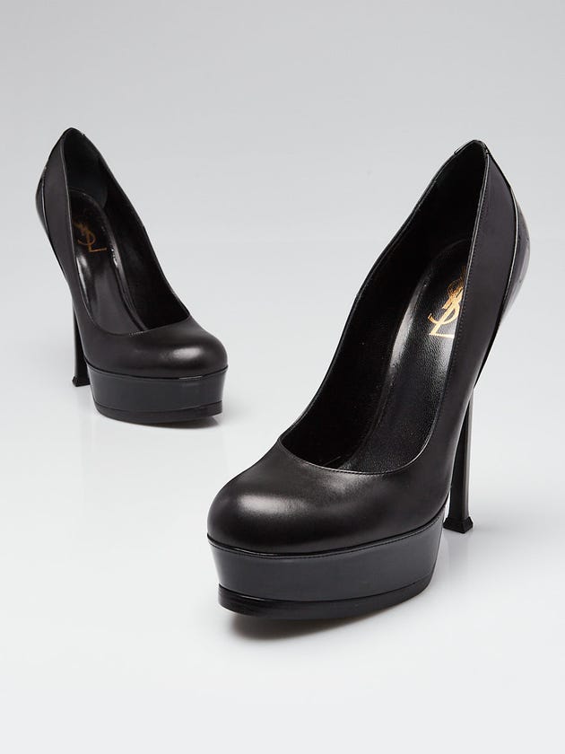 Yves Saint Laurent Black Leather Tribtoo 105 Platform Pumps Size 7/37.5