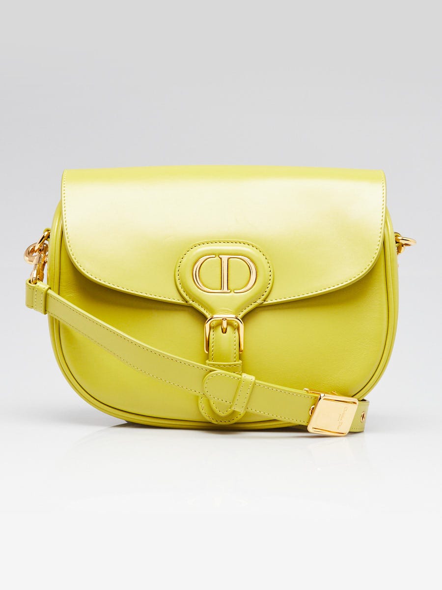 Christian Dior Yellow Green Smooth Calfskin Leather Medium Bobby Crossbody Bag