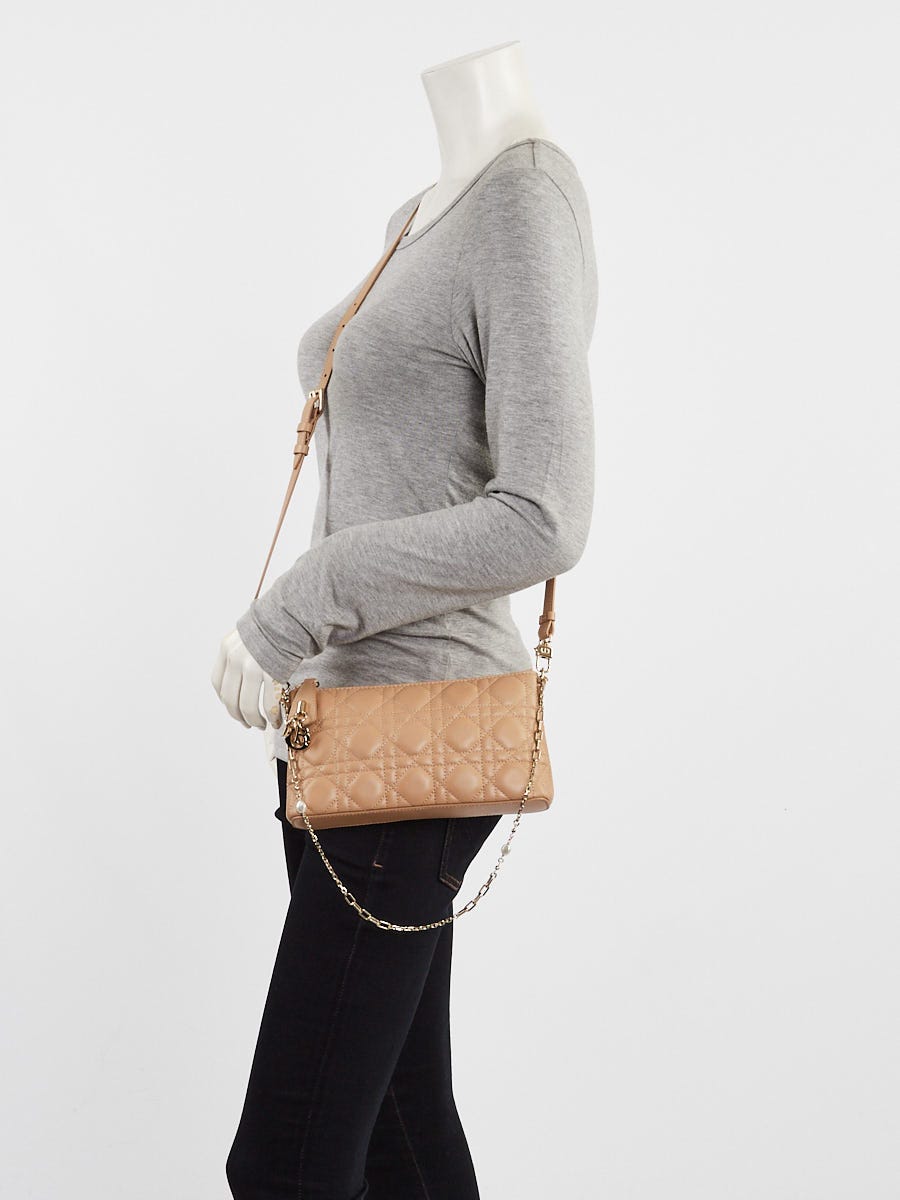 Christian Dior Biscuit Cannage Quilted Lambskin Leather Midi Mini